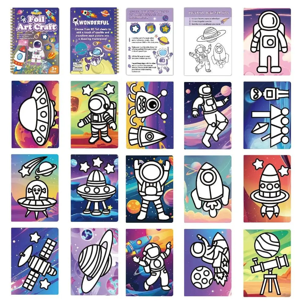 Paper Montessori Drawing Toy Montessori Art Learning Transfer Painting Toys Cartoon Animal Foil Arts DIY Stickers Drawing Book