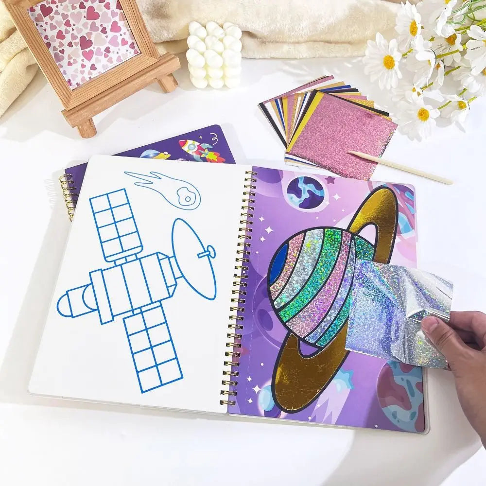 Paper Montessori Drawing Toy Montessori Art Learning Transfer Painting Toys Cartoon Animal Foil Arts DIY Stickers Drawing Book