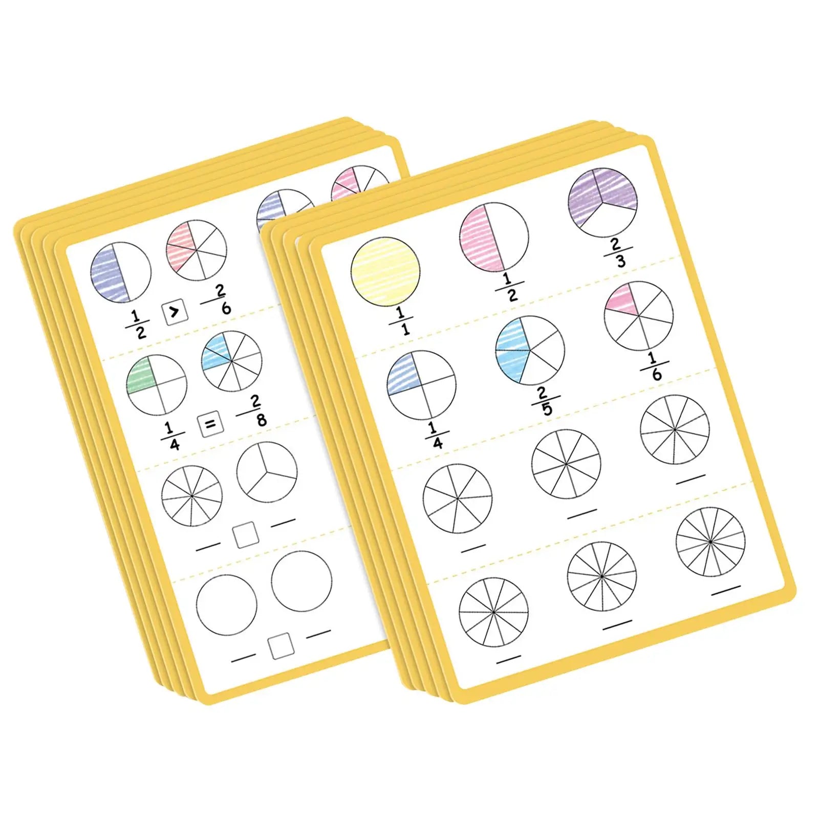 Fraction Dry Erase Sheets Gift 10 Sheets Early Learning Toy Fraction Manipulatives for Boys Girls Kids Ages 4-6 Years Children