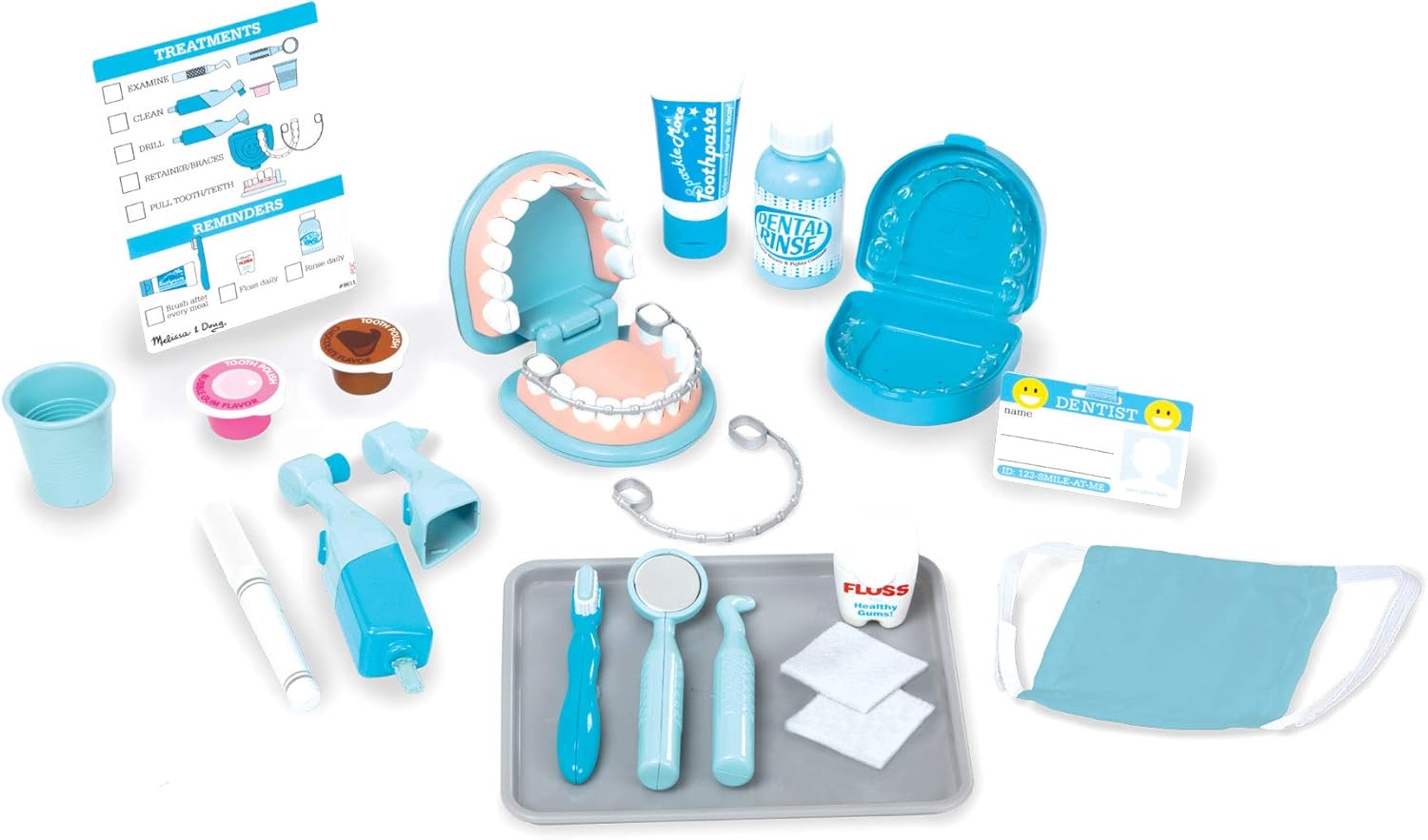 Melissa & Doug Medical Play Bundle - 25-Piece Super Smile Dentist Kit with Oversized Teeth & 25-Piece Get Well Doctor Kit with Medical Tools, Kids Pretend Play Sets Ages 3+