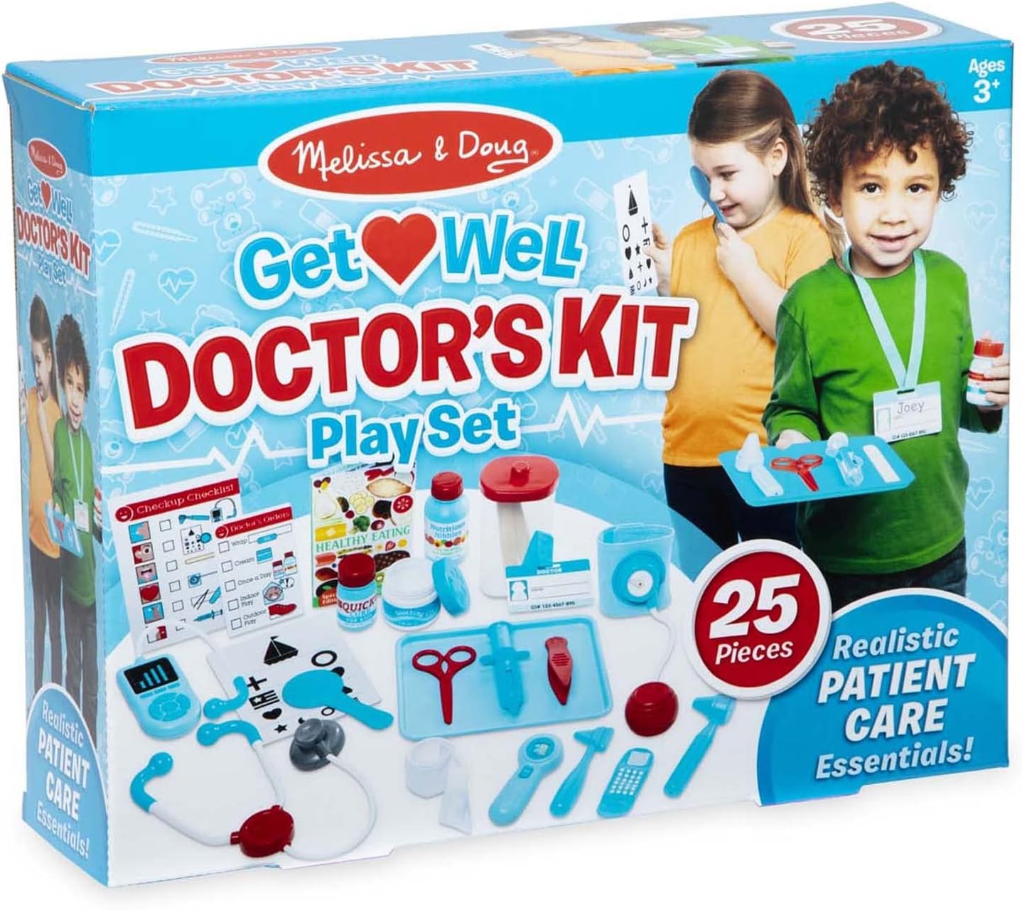 Melissa & Doug Medical Play Bundle - 25-Piece Super Smile Dentist Kit with Oversized Teeth & 25-Piece Get Well Doctor Kit with Medical Tools, Kids Pretend Play Sets Ages 3+