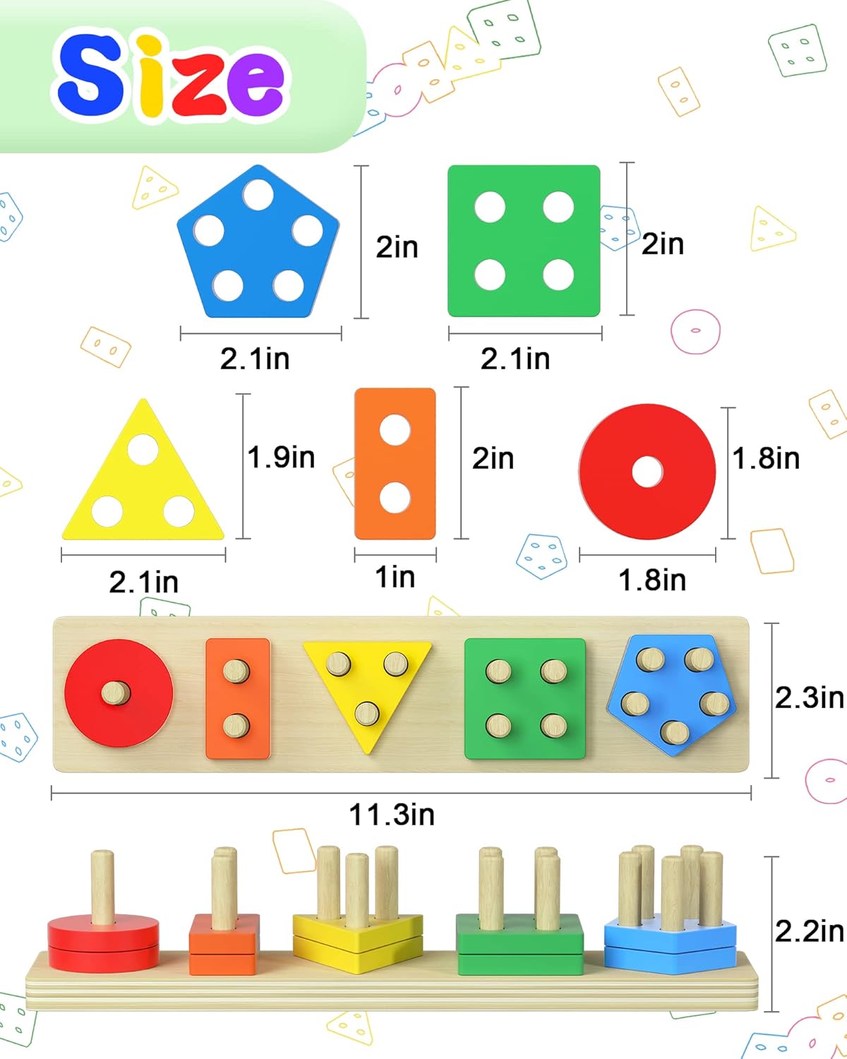 Yetonamr Montessori Toys for 1 2 3 Years Old Boys Girls Birthday Gifts, Wooden Sensory Toys for Ages 2-4 Toddlers Kids Baby, Toddler Stocking Stuffers Learning Toy Activities Puzzles Ages 1-3