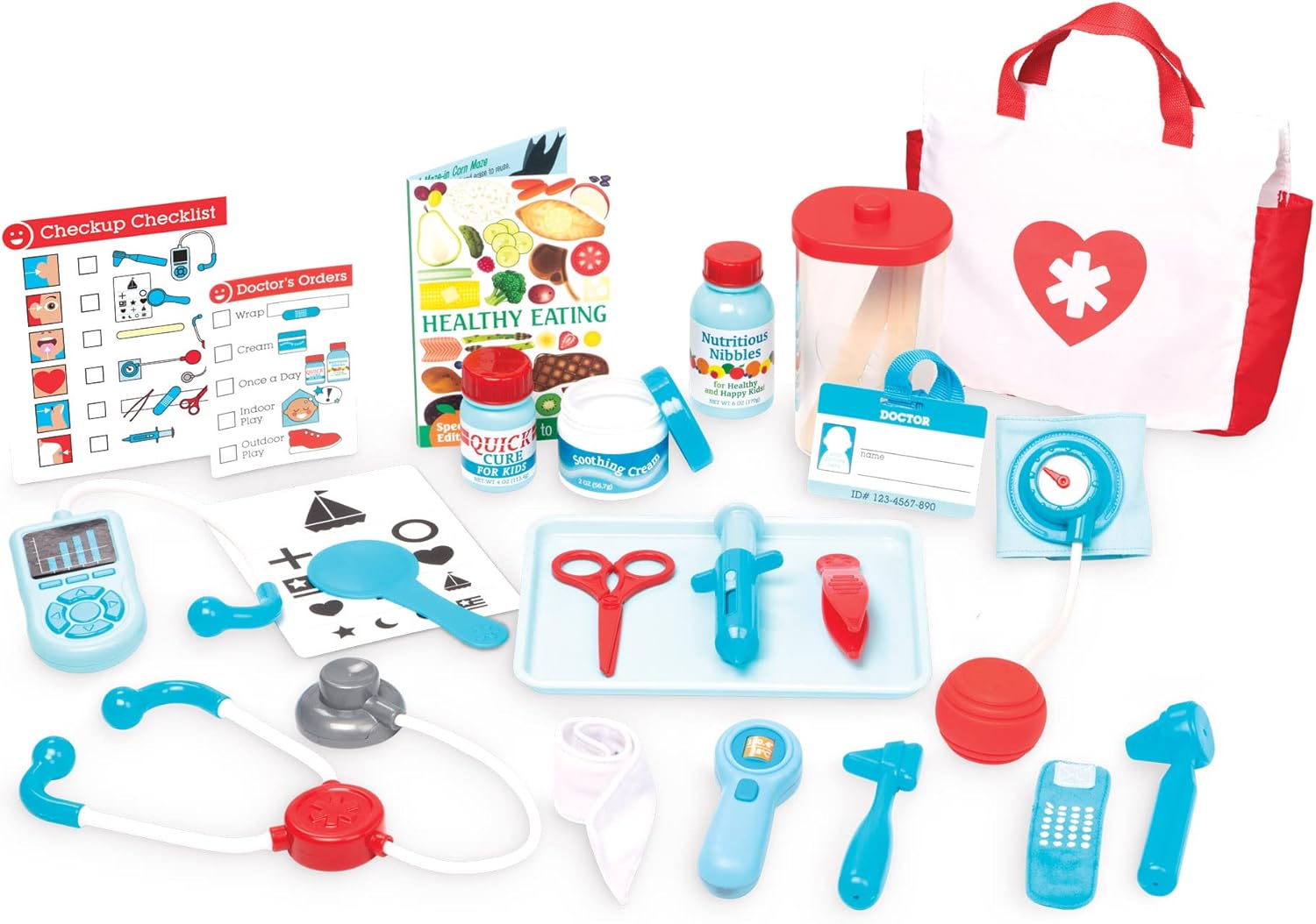 Melissa & Doug Medical Play Bundle - 25-Piece Super Smile Dentist Kit with Oversized Teeth & 25-Piece Get Well Doctor Kit with Medical Tools, Kids Pretend Play Sets Ages 3+