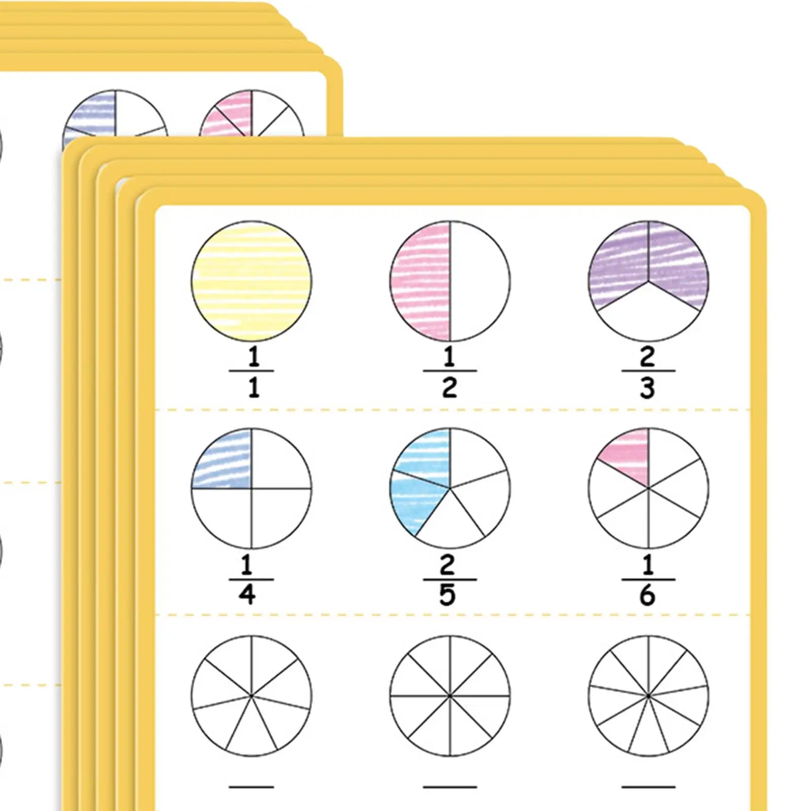 Fraction Dry Erase Sheets Gift 10 Sheets Early Learning Toy Fraction Manipulatives for Boys Girls Kids Ages 4-6 Years Children