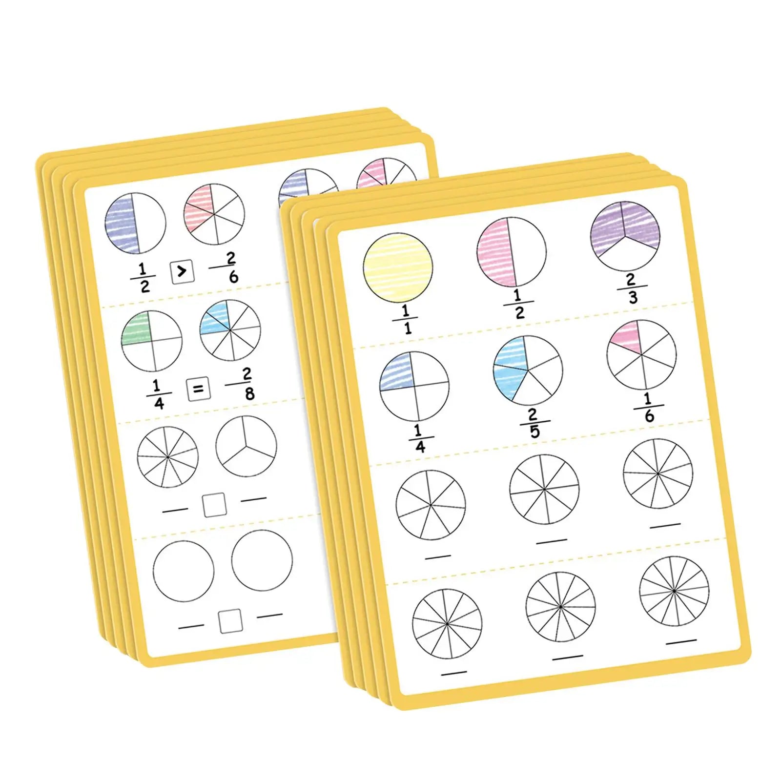 Fraction Dry Erase Sheets Gift 10 Sheets Early Learning Toy Fraction Manipulatives for Boys Girls Kids Ages 4-6 Years Children